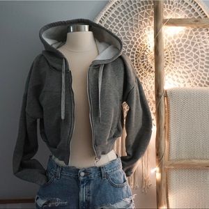 Cropped zip up hoodie